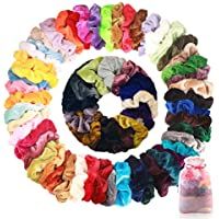 Los mejores  - Wanxida 50 Colores Coleteros Terciopelo- Velvet Hair Scrunchies- Elástico Gomas de Pelo Para Mujeres Niñas Accesorios